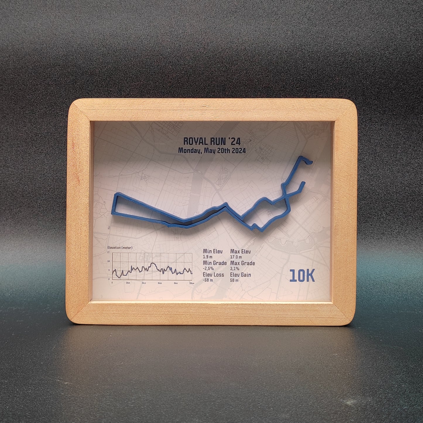 10K Royal Run 2024 3D Race Route Map Poster - Front