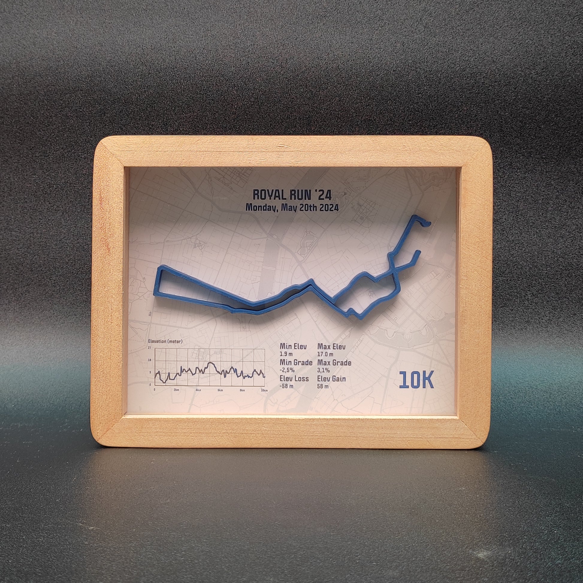10K Royal Run 2024 3D Race Route Map Poster - Front