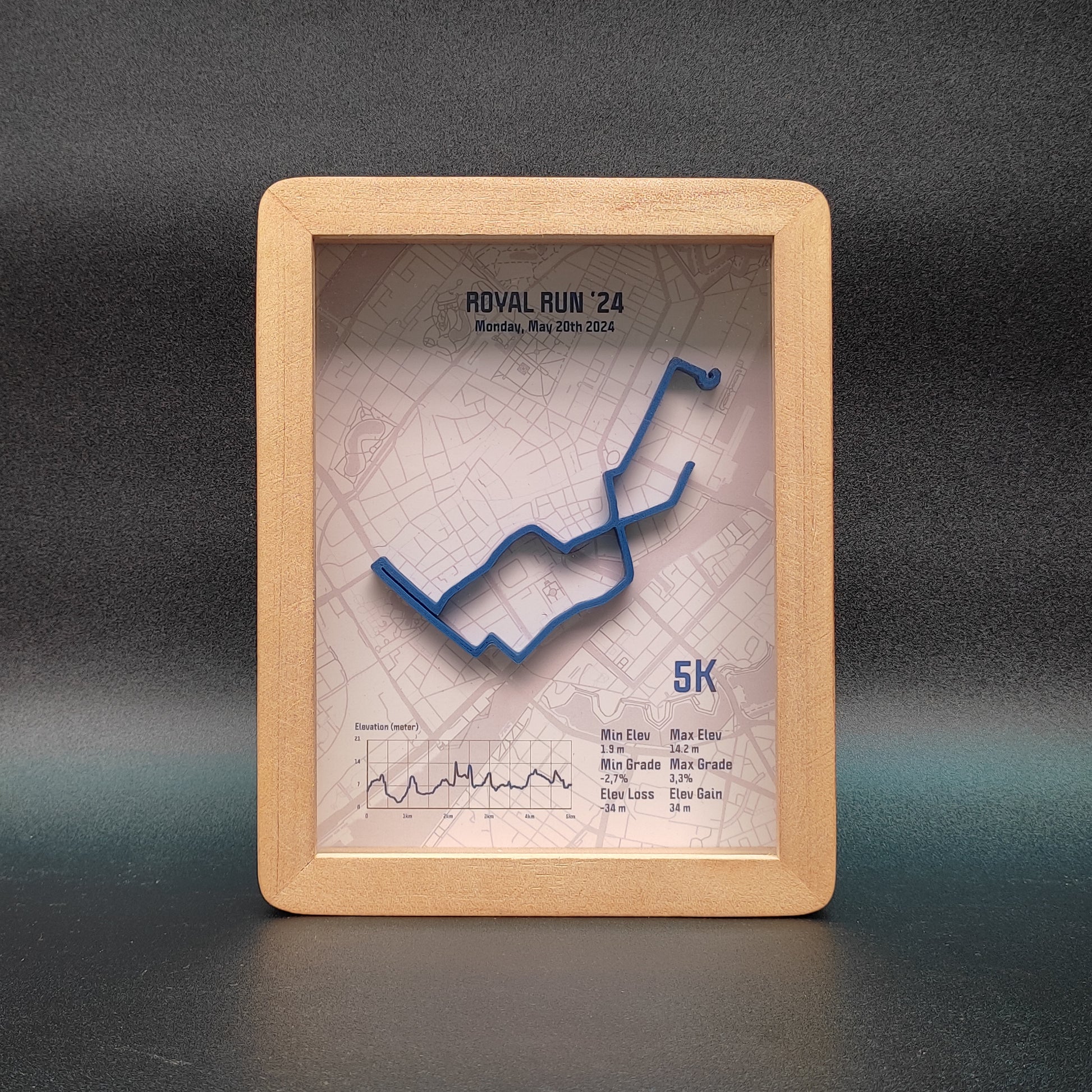 5K Royal Run 2024 3D Race Route Map Poster - Front