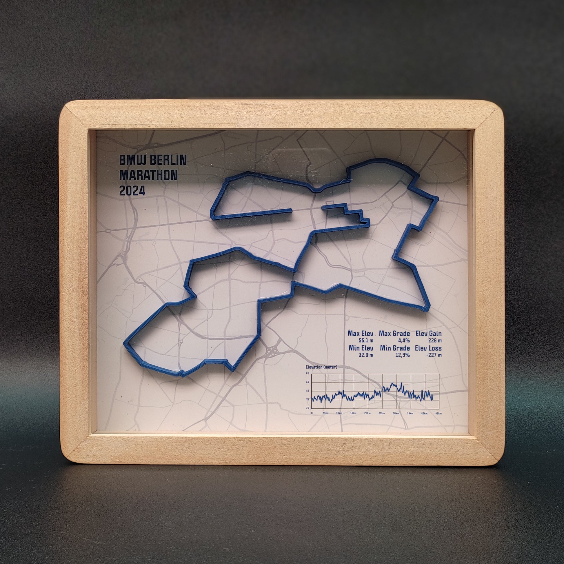 BMW Berlin Marathon 2024 3d Race Route Map Poster - Front