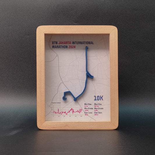 BTN Jakarta International Marathon 10K 2024 3D Race Route Map Poster - Front