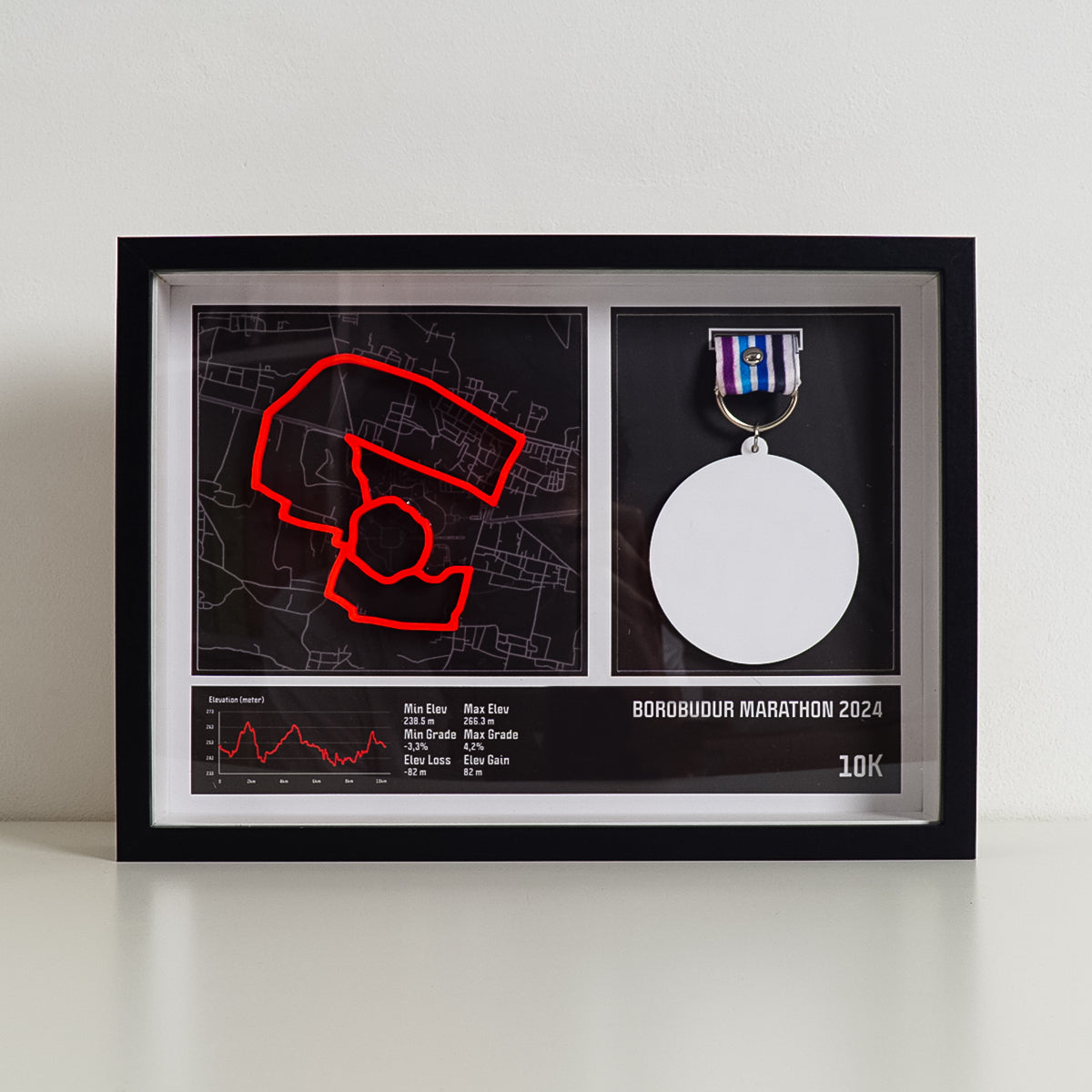 Borobudur Marathon 10K 2024 Medal Display Frame Kit - Front