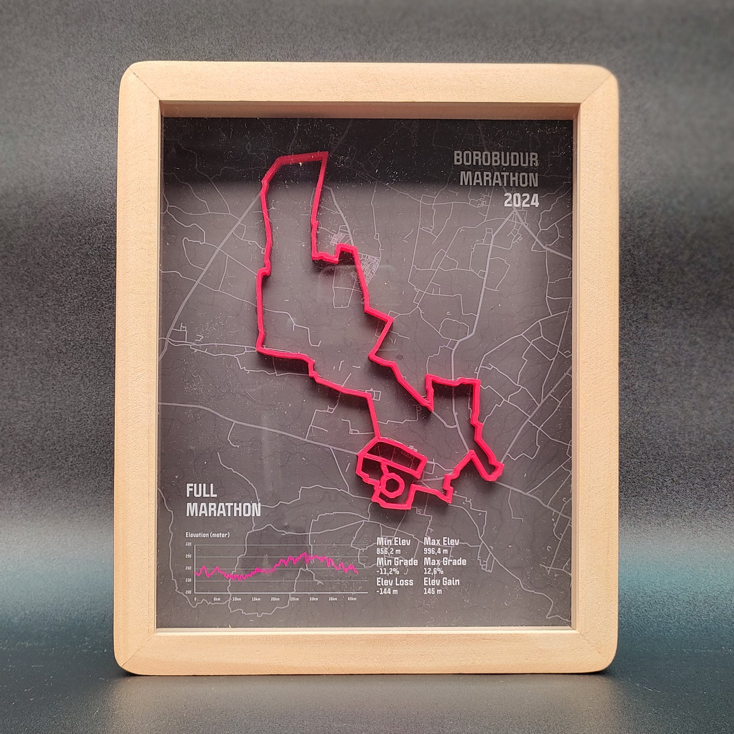Borobudur Marathon 2024 3D Race Route Map Poster - Front