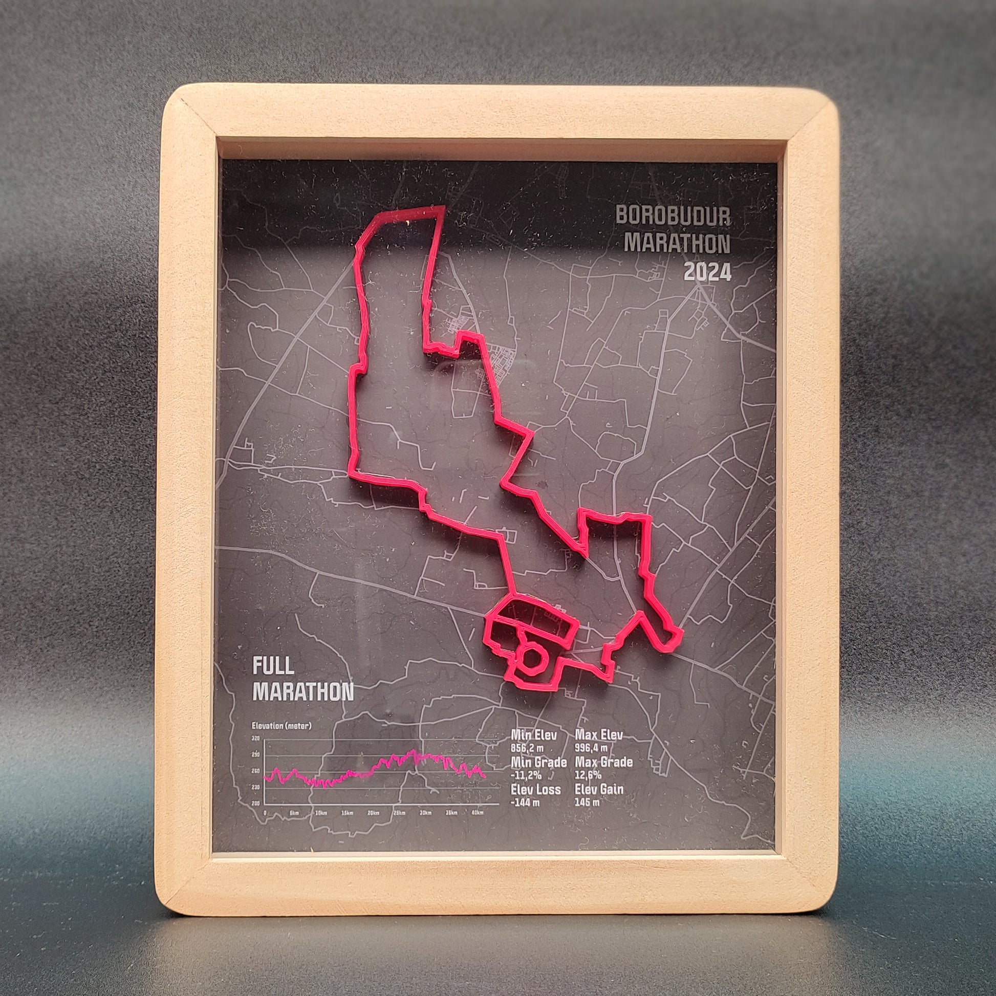 Borobudur Marathon 2024 3D Race Route Map Poster - Front