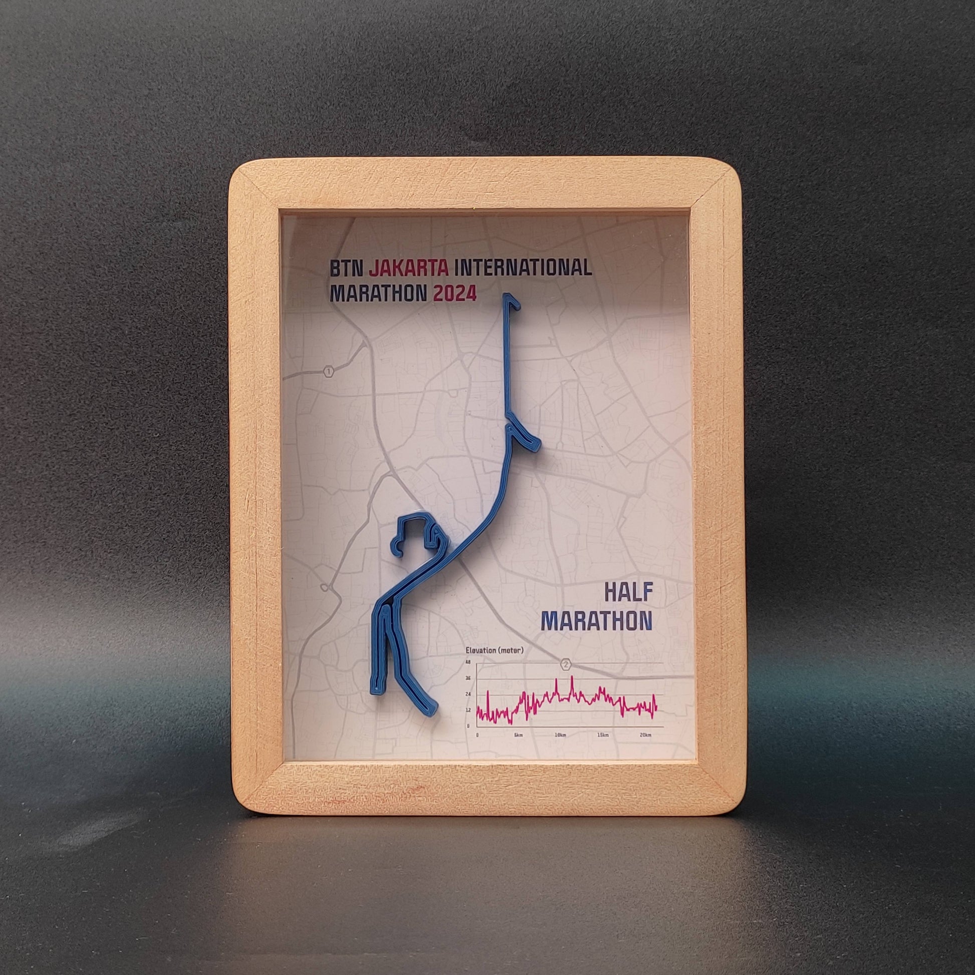 Half Maraton BTN Jakarta International Marathon 2024 3D Race Route Map Poster - Front