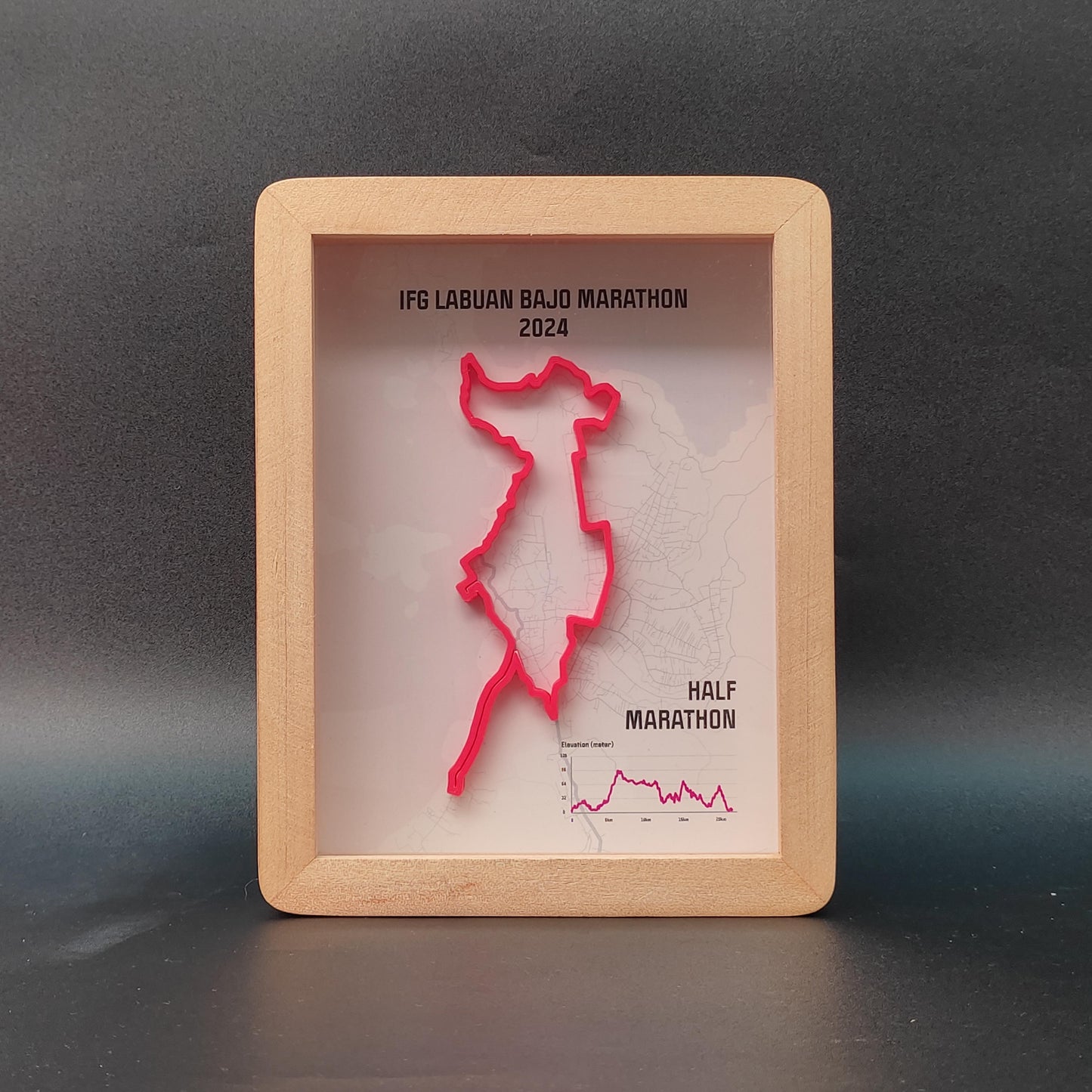 Half Maraton IFG Labuan Bajo Marathon 2024 3D Race Route Map Poster - Front