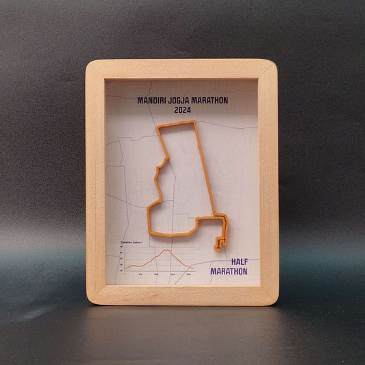 Half Maraton Mandiri Jogja Marathon 2024 3D Race Route Map Poster - Front