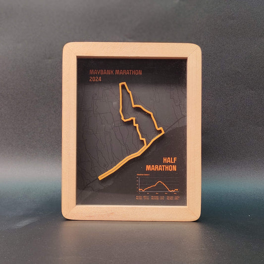 Half Maraton Maybank Marathon 2024 3D Race Route Map Poster - Front