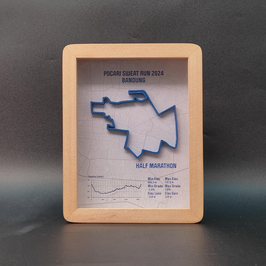 Half Maraton Pocari Sweat Run 2024 3D Race Route Map Poster - Front