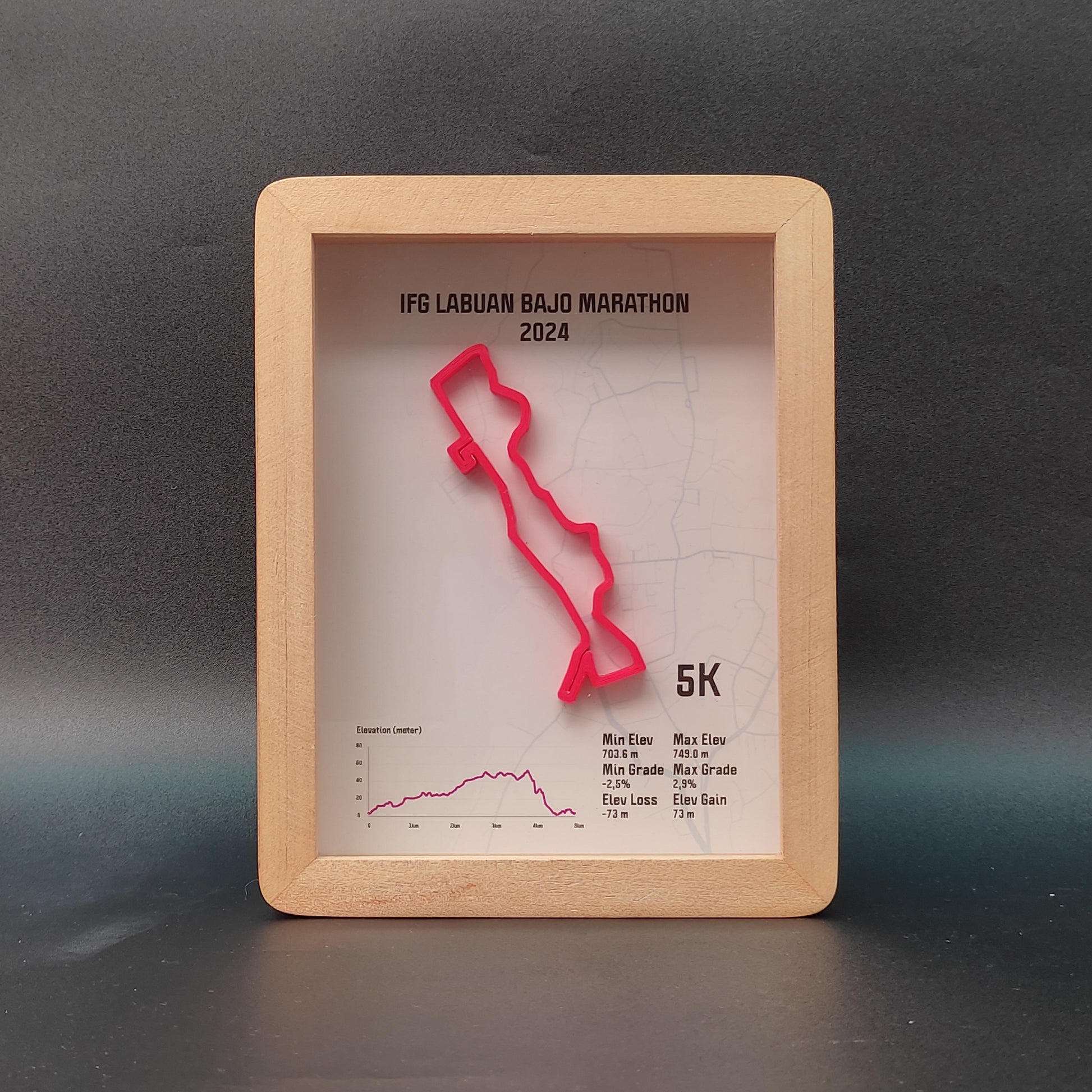 IFG Labuan Bajo Marathon 5K 2024 3D Race Route Map Poster - Front