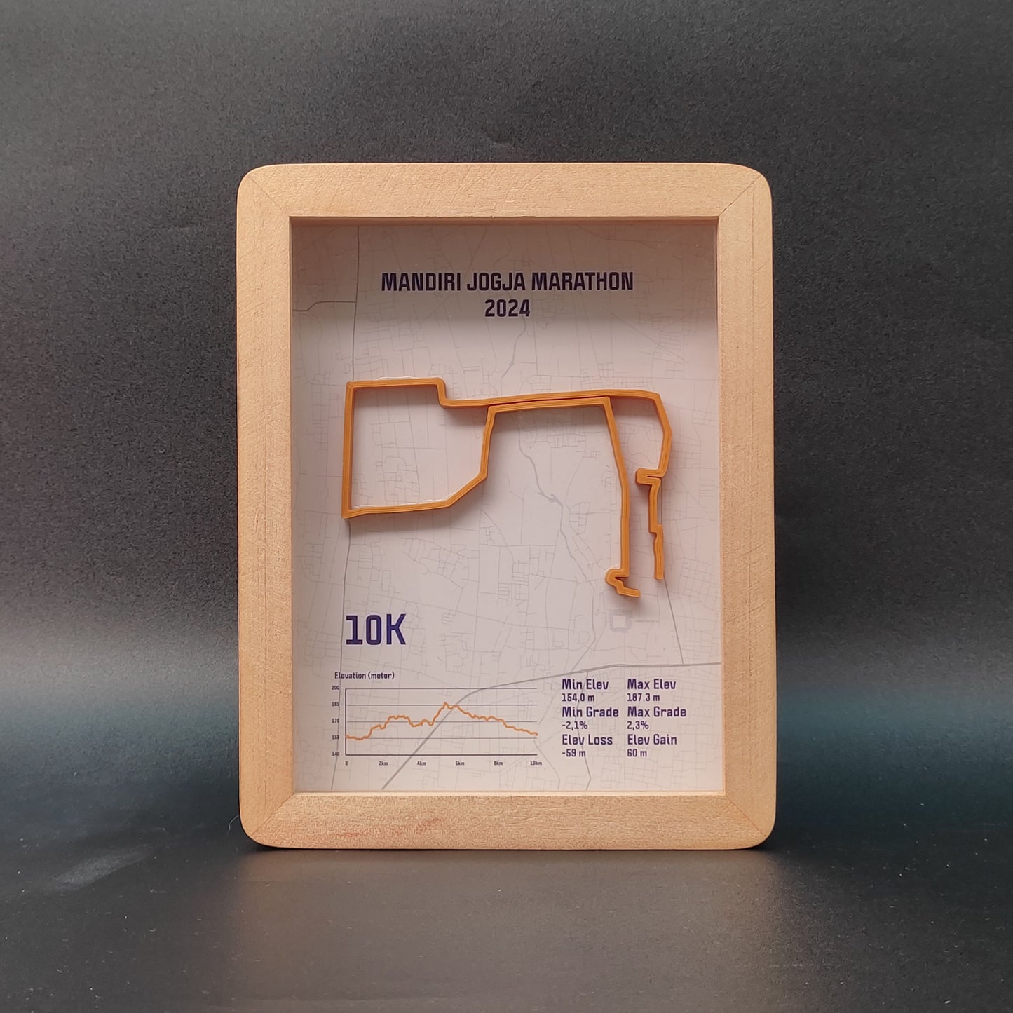 Mandiri Jogja Marathon 10K 2024 3D Race Route Map Poster - Front