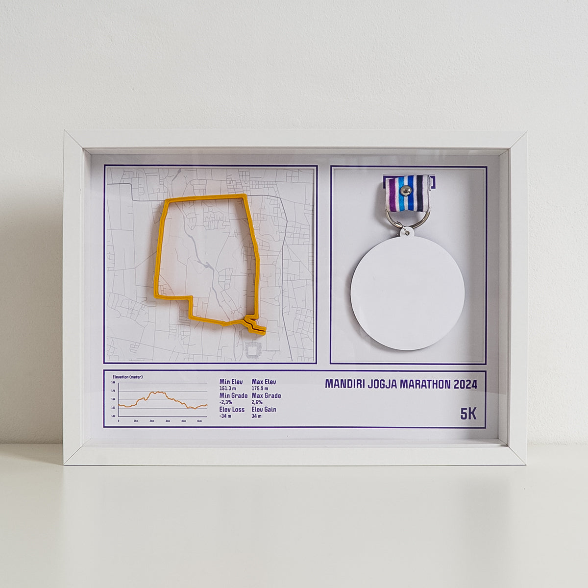 Mandiri Jogja Marathon 5K 2024 Medal Display Frame Kit - Front