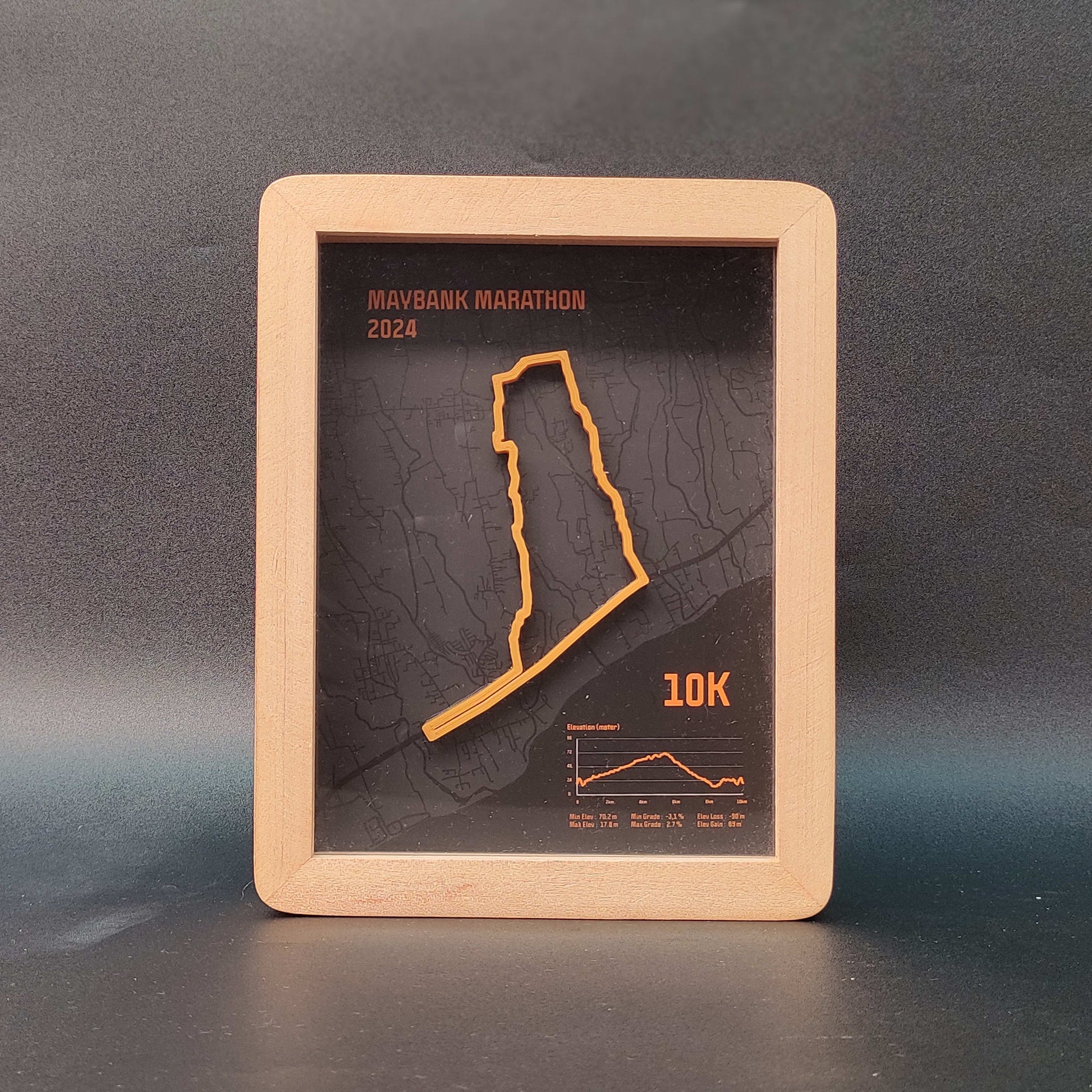 Maybank Marathon 10K 2024 3D Race Route Map Poster - Front