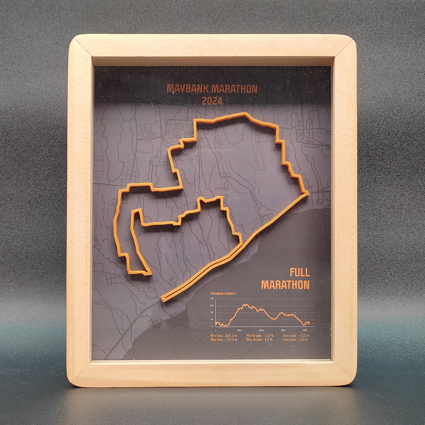 Maybank Marathon 2024 3D Race Route Map Poster - Front