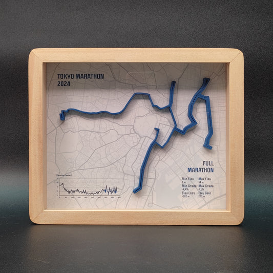 Tokyo Marathon 2024 3D Race Route Map Poster - Front
